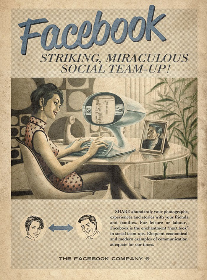 ad for Facebook Retro Illustration