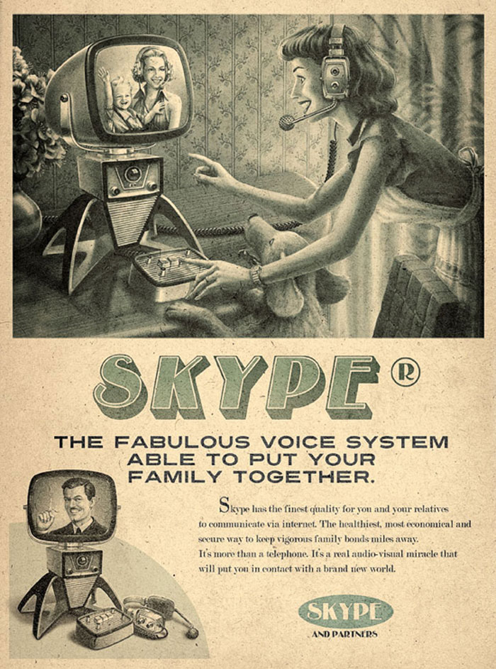 ad for Skype Retro Illustration