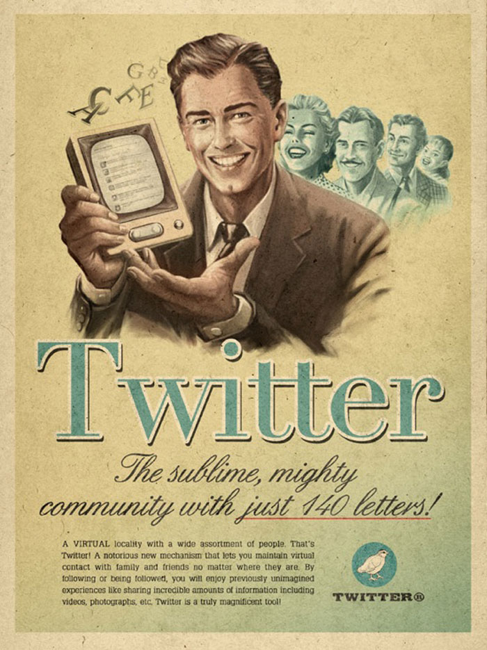 ad for Twitter Retro Illustration