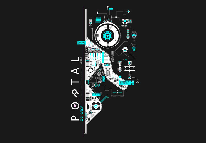 Portal 2 - Abstract Sci Fi Vector Illustration