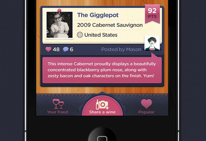 Social Wine iPhone Navigation UI Tab Bar / Tabbar Icons User Interface Design Inspiration