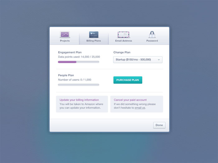 Account Profile UI | Modal Icons User Interface Design Inspiration