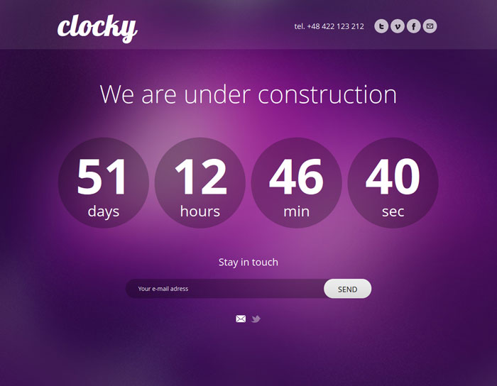 Clocky - Amazing Under Construction Template Page