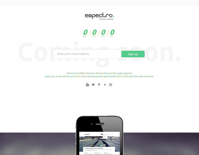 Espectro - Responsive Clean Coming Soon Template Page