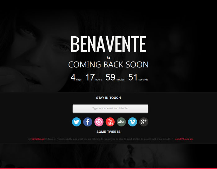 Benavente - Coming Soon Template Page