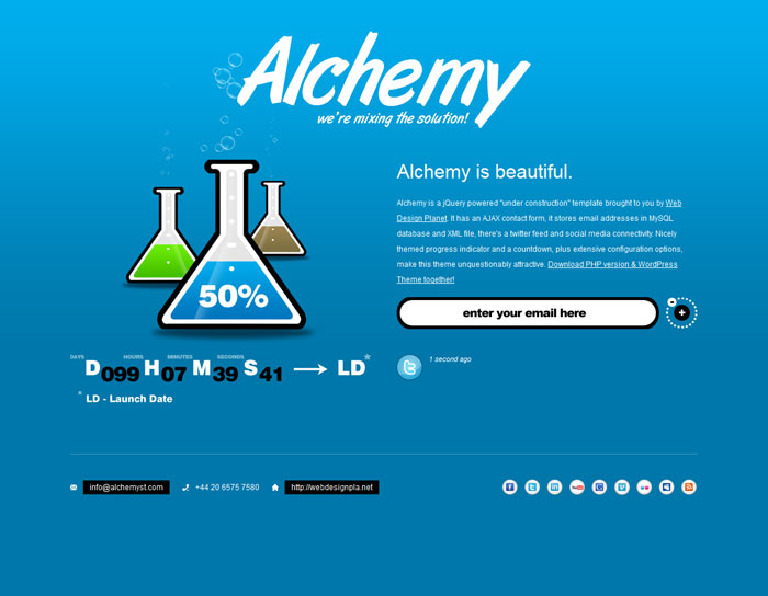 Alchemy - Under Construction Template + WP Theme Template Page