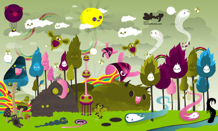 The Sloorp Universe Vector Scene Illustration