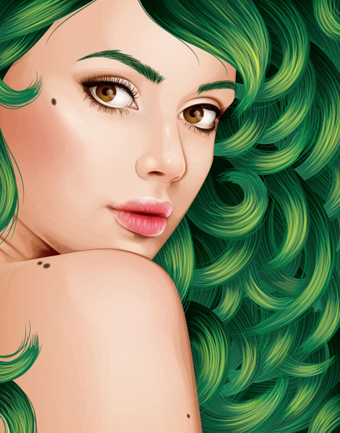 Green Vector Portrait Design Artwork