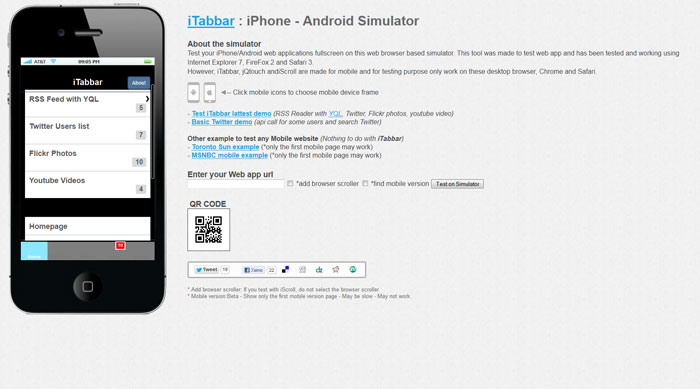 iTabbar : iPhone - Android Simulator